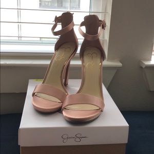 Pink satin Jessica Simpson heels